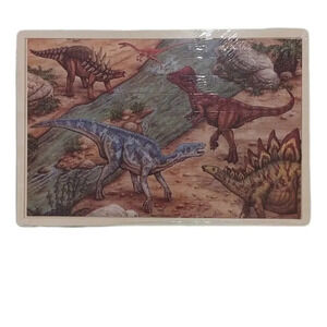 100-Piece  Dinosaur Puzzle on Wooden Backing NWT
